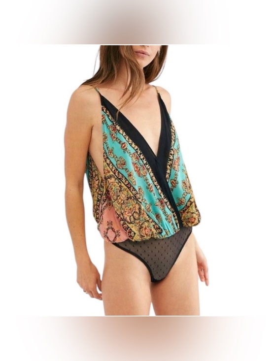 Free People Tops - Free People Border Babe Printed Bodysuit Size Medium